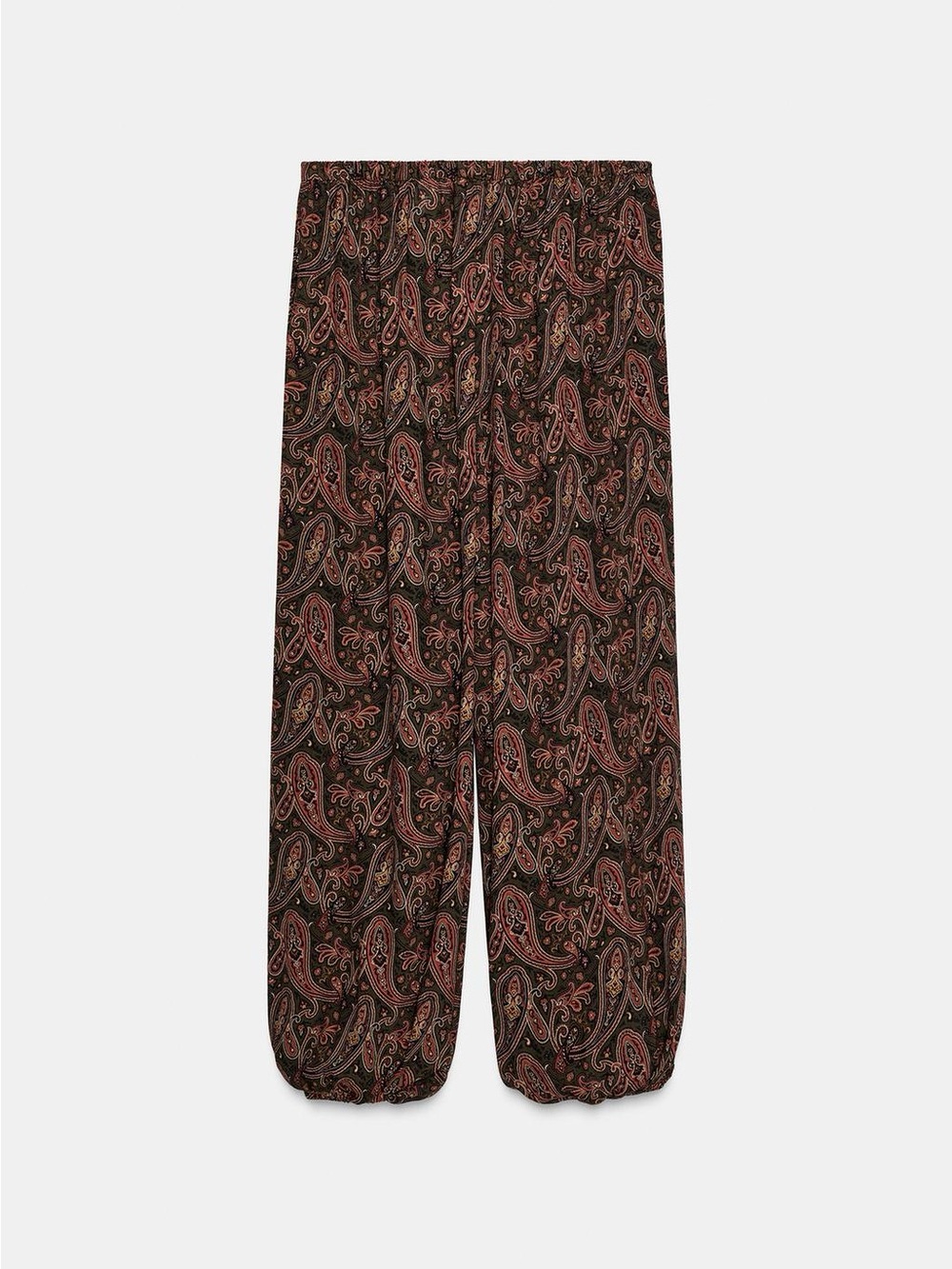 Zara Brown Paisley Wide-Leg Trousers - Picture 7 of 10